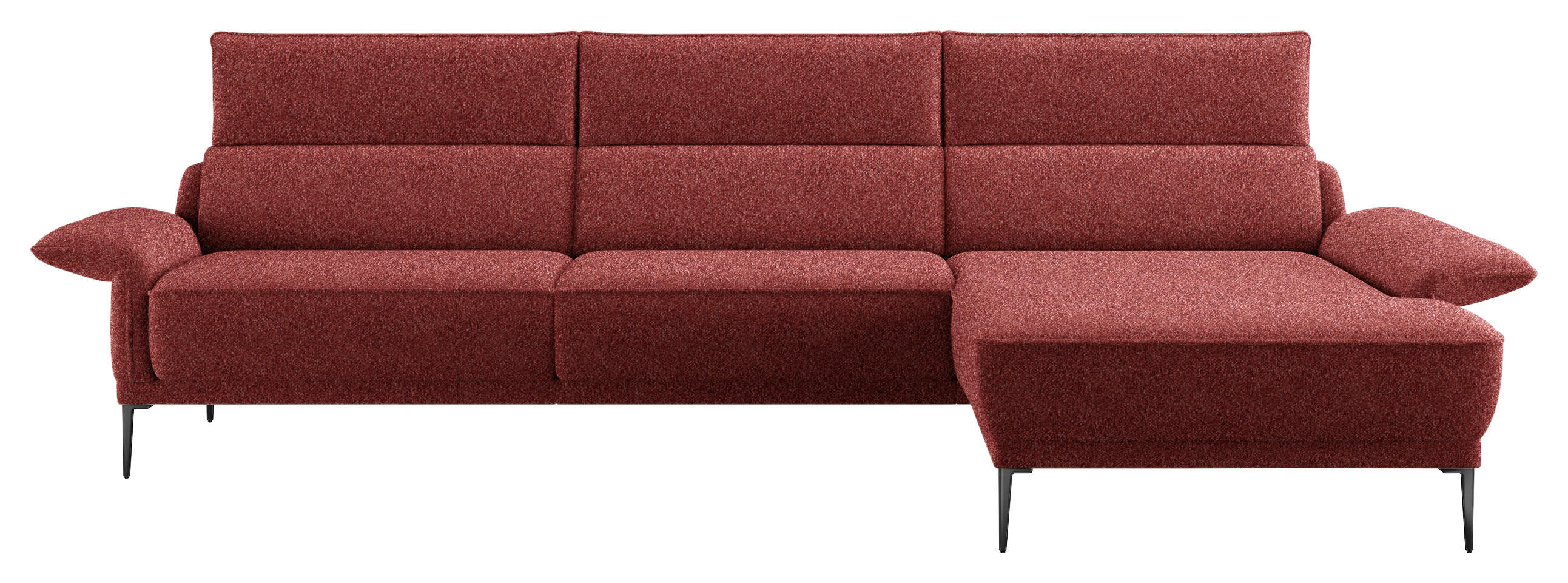 ECKSOFA in Bouclé Rot  - Rot/Schwarz, Design, Textil/Metall (330/186cm) - Johann Jakob