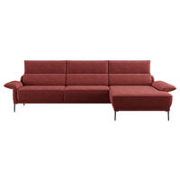 ECKSOFA in Bouclé Rot  330/186 cm  - Rot/Schwarz, Design, Textil/Metall (330/186cm) - Johann Jakob