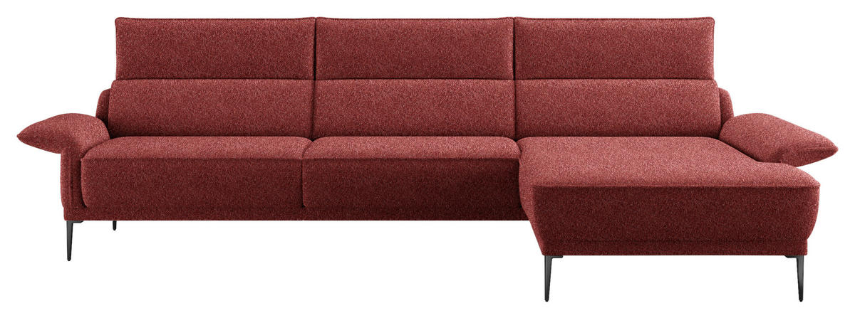 ECKSOFA in Bouclé Rot  330/186 cm  - Rot/Schwarz, Design, Textil/Metall (330/186cm) - Johann Jakob