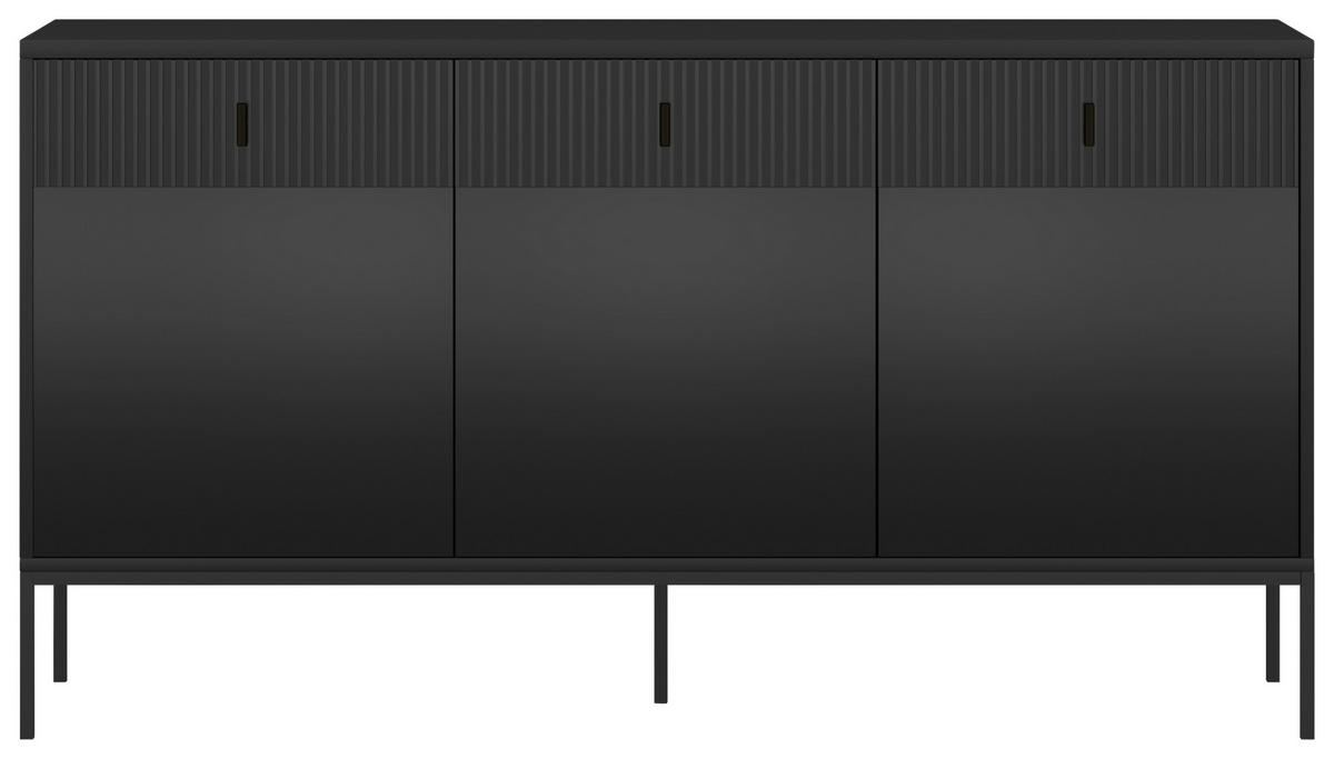 SIDEBOARD Maggiore  in 154,5/82,6/39 cm  - Schwarz, Design, Holzwerkstoff/Metall (154,5/82,6/39cm) - Xora