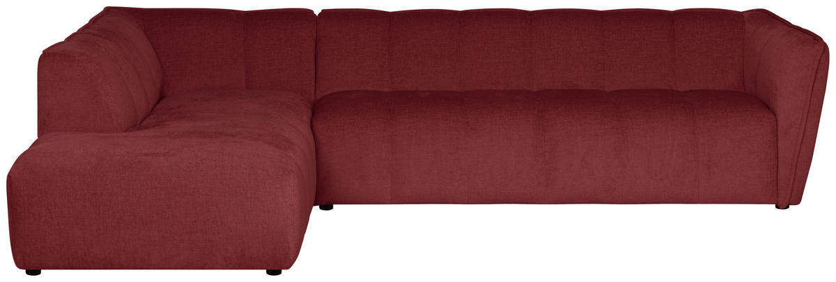 ECKSOFA LIVOLI in Chenille Bordeaux  218/290 cm  - Bordeaux/Schwarz, Design, Textil (218/290cm) - MID.YOU