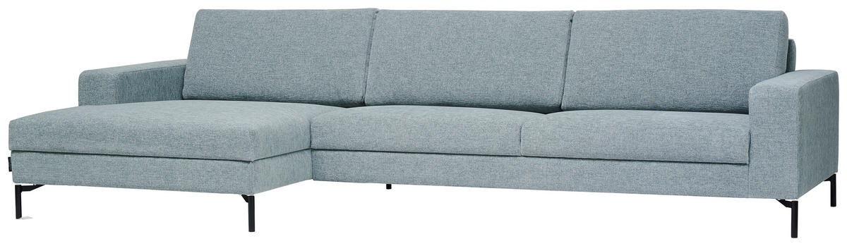 ECKSOFA in Chenille Hellblau  - Schwarz/Hellblau, Design, Textil/Metall (155/310cm) - Johann Jakob