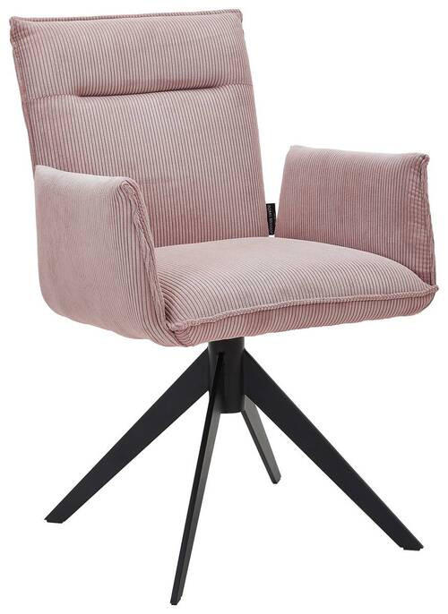 ARMLEHNSTUHL  in Eisen Cord  - Altrosa/Schwarz, Design, Textil/Metall (59/87/62cm) - Johann Jakob