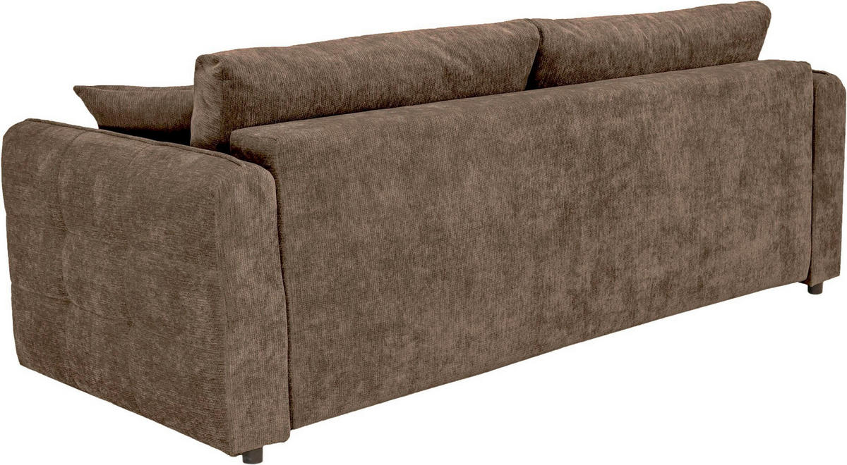 BOXSPRINGSOFA Chenille Braun  inkl. Zierkissen, Rückenkissen, Bettkasten, Schlaffunktion  - Schwarz/Braun, KONVENTIONELL, Kunststoff/Textil (235/94/103cm) - Novel
