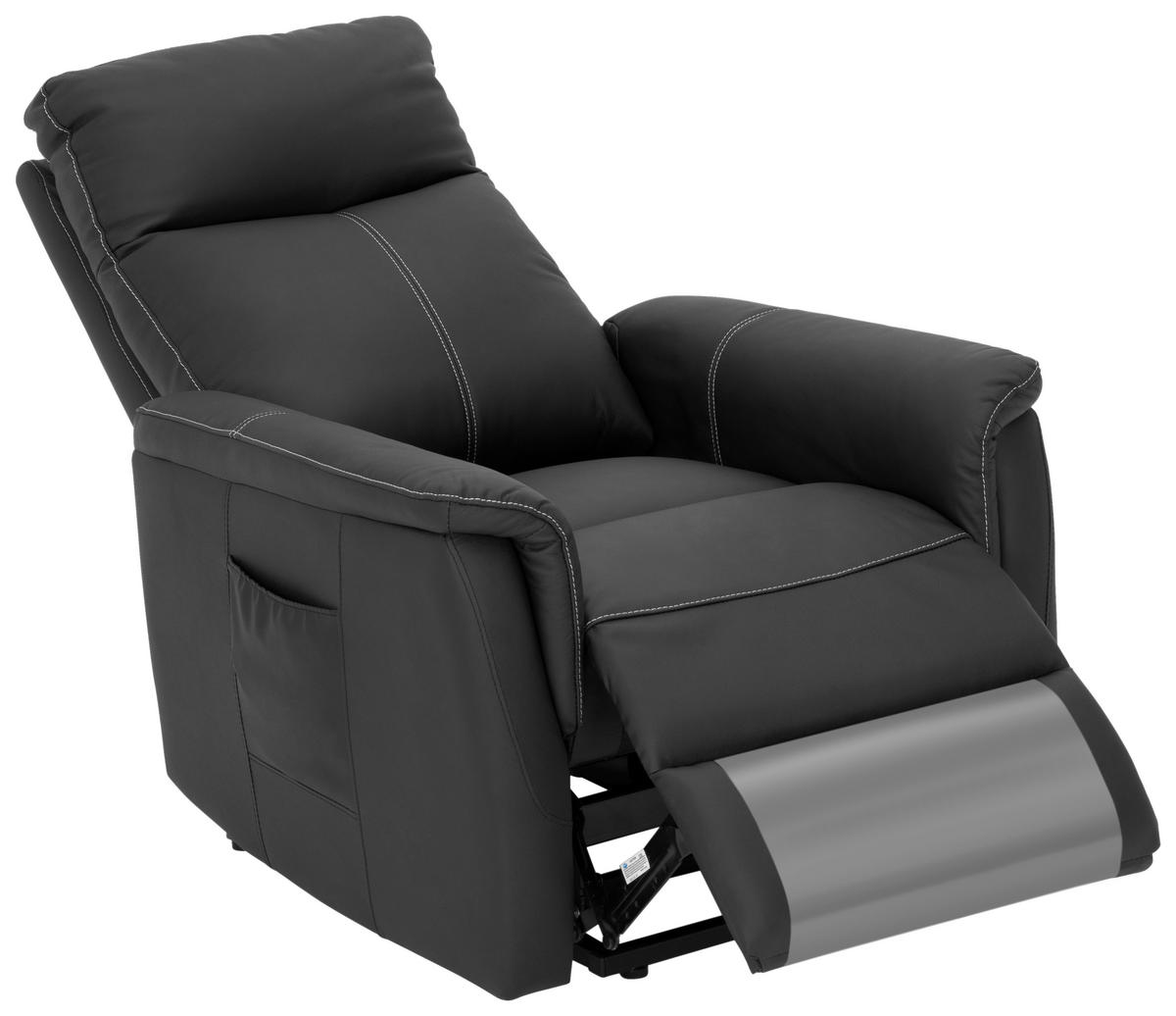 FERNSEHSESSEL in Lederlook Schwarz  - Weiss/Schwarz, Design, Leder/Kunststoff (78/108/91cm) - MID.YOU