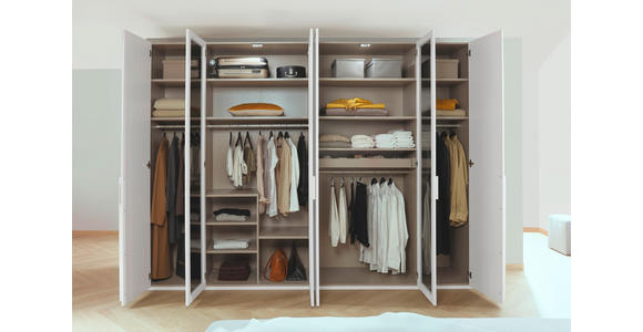 DREHTÜRENSCHRANK in Weiß - Weiß/Grau, Trend, Glas/Holzwerkstoff (301/235/60cm) - Novel