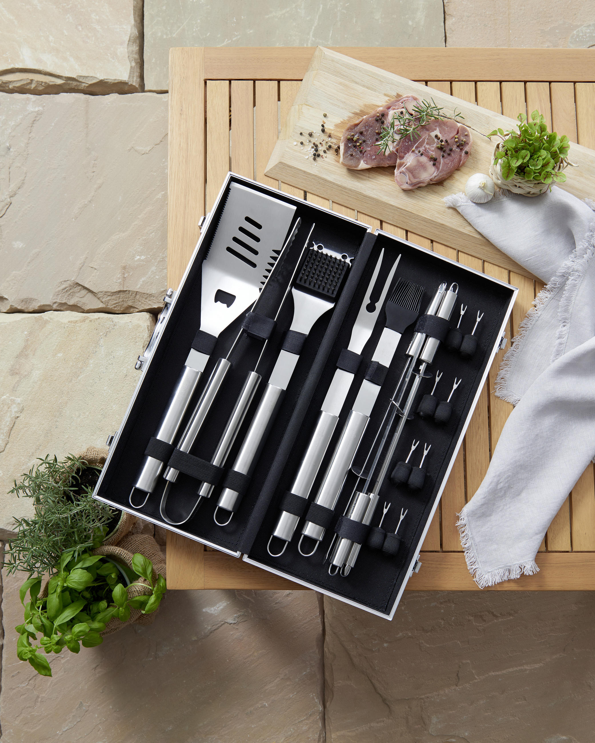 GRILLBESTECK - Edelstahlfarben/Schwarz, Basics, Kunststoff/Metall - Landscape