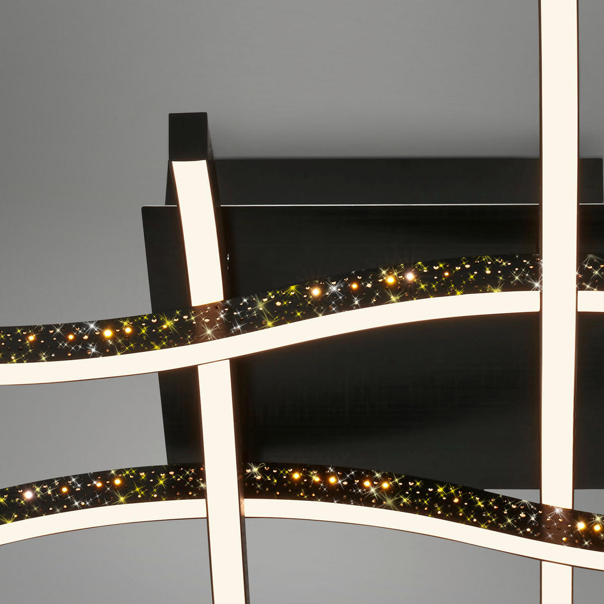 LED-DECKENLEUCHTE Rey 64,5/64,5/10 cm  - Schwarz, Design, Kunststoff/Metall (64,5/64,5/10cm)