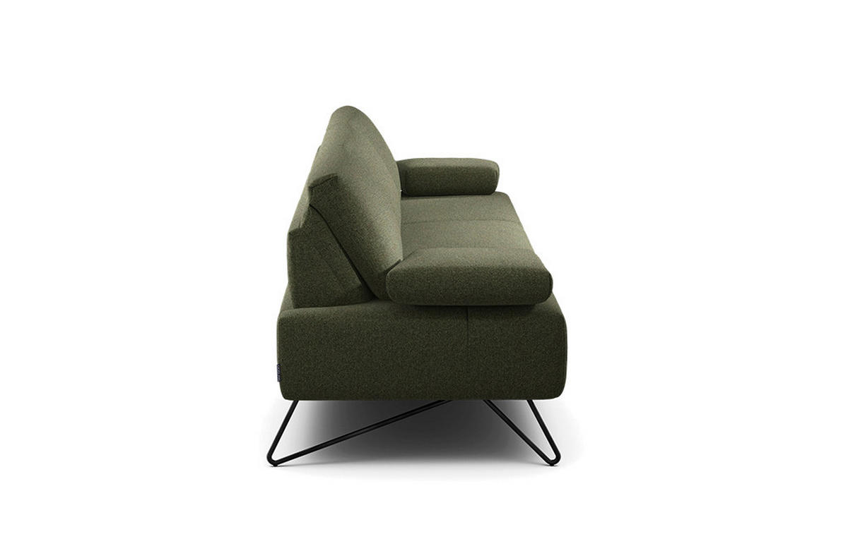 3-SITZER-SOFA in Chenille Waldgrün  - Waldgrün/Schwarz, Design, Textil/Metall (234-264/85/86-94cm) - SENSOO