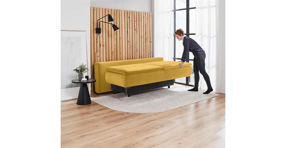BOXSPRINGSOFA Flachgewebe Currygelb - Currygelb/Schwarz, KONVENTIONELL, Textil/Metall (204/93/100cm) - Novel
