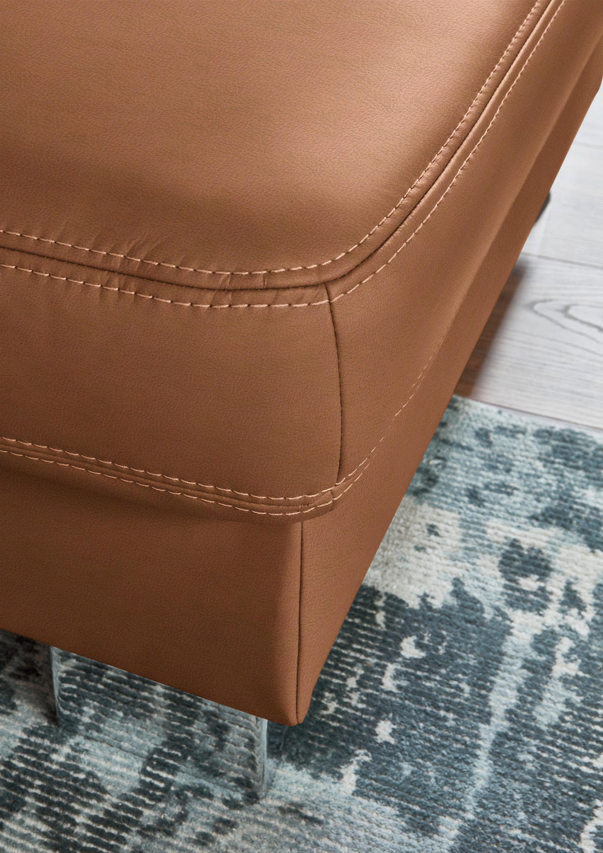 ECKSOFA  in Echtleder Cognac  248/235 cm  - Cognac/Alufarben, Design, Leder/Metall (248/235cm) - Beldomo Premium