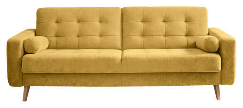 SCHLAFSOFA in Mikrovelours Gelb - Eichefarben/Gelb, MODERN, Holz/Holzwerkstoff (222/86/90cm) - MID.YOU