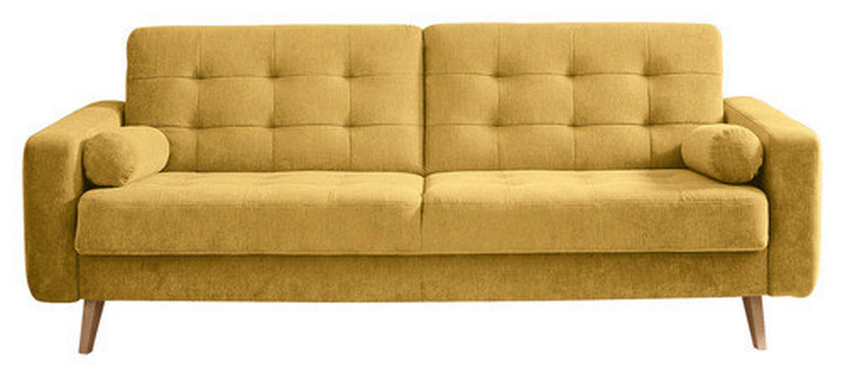 KANAPÉÁGY sárga  - sárga/tölgyfa, Modern, faalapú anyag/textil (222/86/90cm) - MID.YOU
