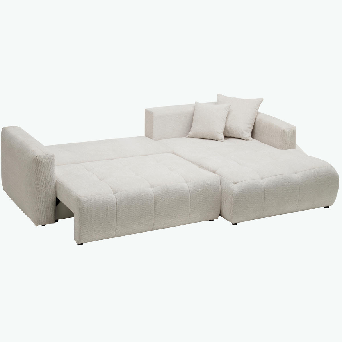 ECKSOFA in Chenille Hellgrau  - Hellgrau/Schwarz, Modern, Kunststoff/Textil (276/172cm) - Hom`in