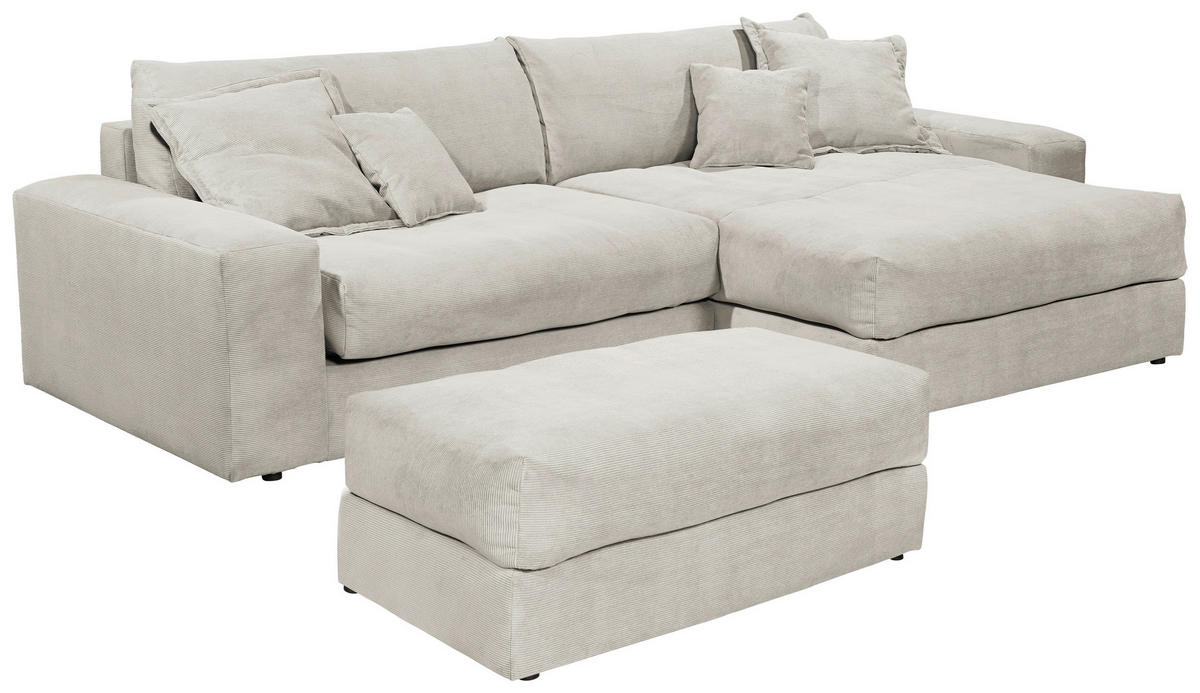 ECKSCHLAFSOFA  KAMIL Beige Cord  - Beige/Schwarz, MODERN, Kunststoff/Textil (180/297cm) - Livetastic