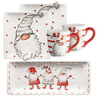 KAFFEESET 5-teilig Grau, Rot, Weiß WEIHNACHTSWICHTEL  - Rot/Weiß, Basics, Keramik - Mäser