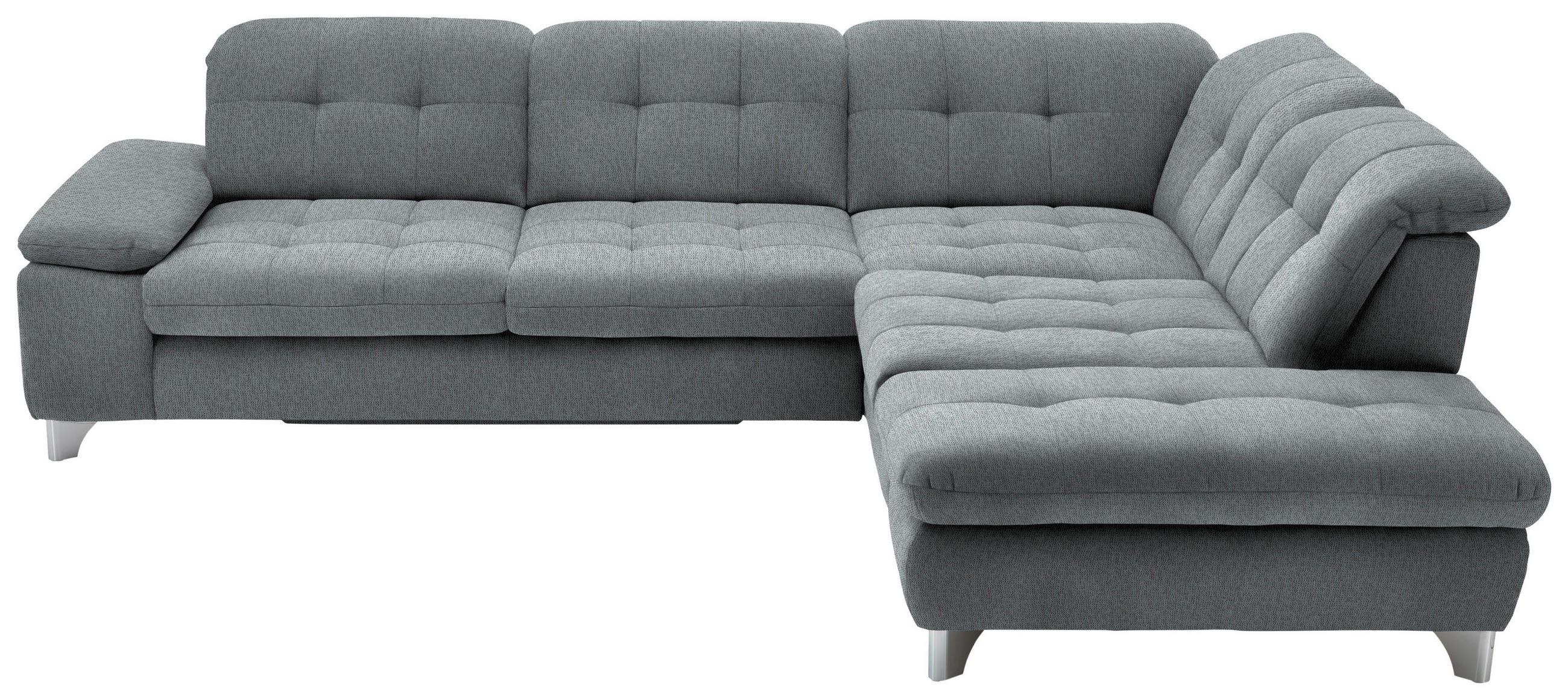 ECKSOFA in Chenille Blaugrau  - Chromfarben/Blaugrau, Design, Textil/Metall (310/260cm) - Beldomo Speed