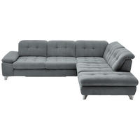 ECKSOFA in Chenille Blaugrau  - Chromfarben/Blaugrau, Design, Textil/Metall (310/260cm) - Beldomo Speed