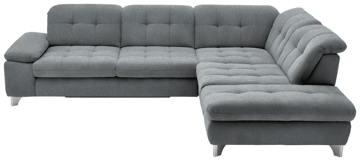 ECKSOFA in Chenille Blaugrau  - Chromfarben/Blaugrau, Design, Textil/Metall (310/260cm) - Beldomo Speed