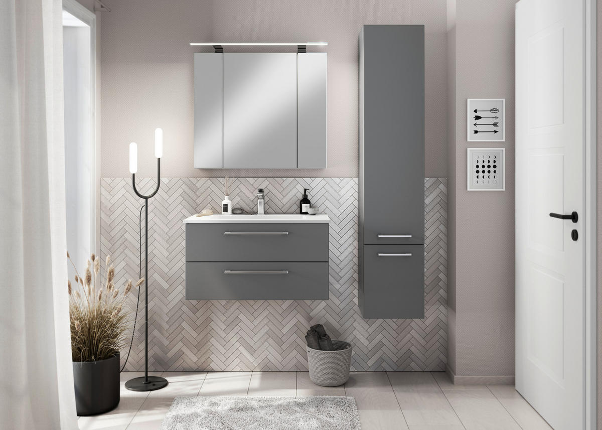 BADEZIMMER 4-teilig  in 82,2 cm  - Chromfarben/Weiß, Basics, Glas/Keramik (82,2cm)