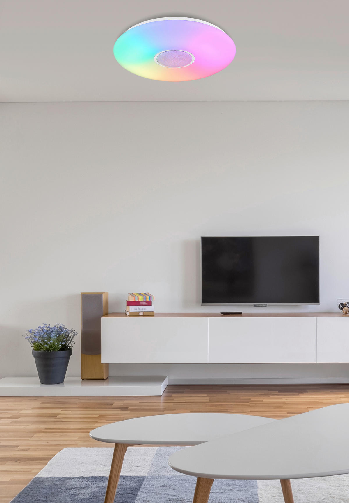 LED-DECKENLEUCHTE 48.5/48.5/7.2 cm   - Klar/Opal, Design, Glas/Kunststoff (48.5/48.5/7.2cm) - Globo
