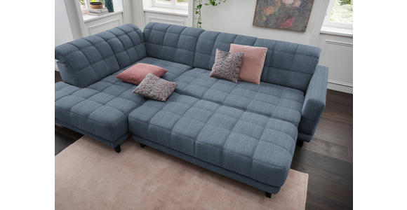 ECKSOFA in Webstoff Blau  216/302 cm  - Blau/Schwarz, Design, Textil/Metall (216/302cm) - Xora