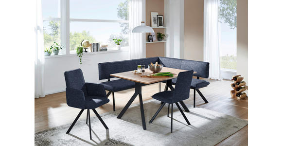 ECKBANK 180/140 cm in Schwarz, Dunkelblau - Schwarz/Dunkelblau, MODERN, Textil/Metall (180/140cm) - Cantus