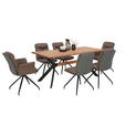 STUHL  in Eisen Lederlook, Mikrofaser Metall, Textil  - Schwarz/Braun, Design, Textil/Metall (46,5/88,5/67cm) - Hom`in