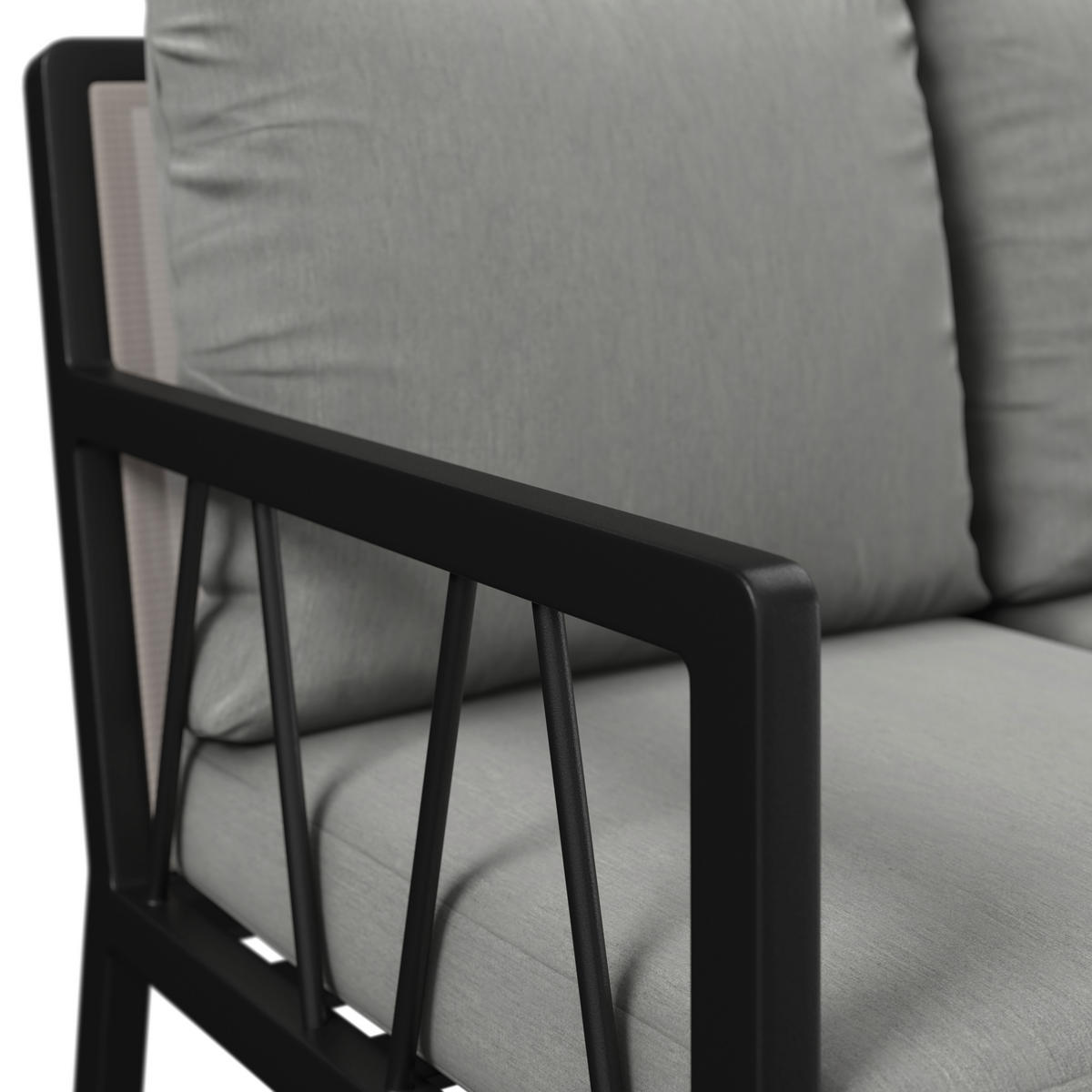 3-SITZER-BANK 177/84,5/81,5 cm Netzbespannung, Webstoff Anthrazit, Grau  - Anthrazit/Grau, Design, Textil/Metall (177/84,5/81,5cm) - Amatio