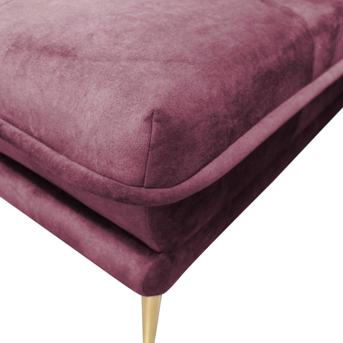 ECKSOFA Weinrot Velours  - Weinrot/Goldfarben, Design, Textil/Metall (196/264cm) - MID.YOU