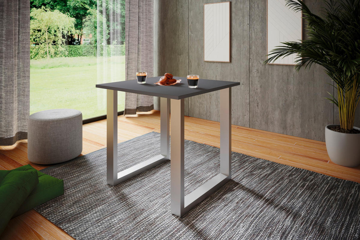 SCHREIBTISCH  in Silberfarben  - Silberfarben/Silbereichenfarben, Design, Holzwerkstoff/Metall (80/76/80cm) - MID.YOU