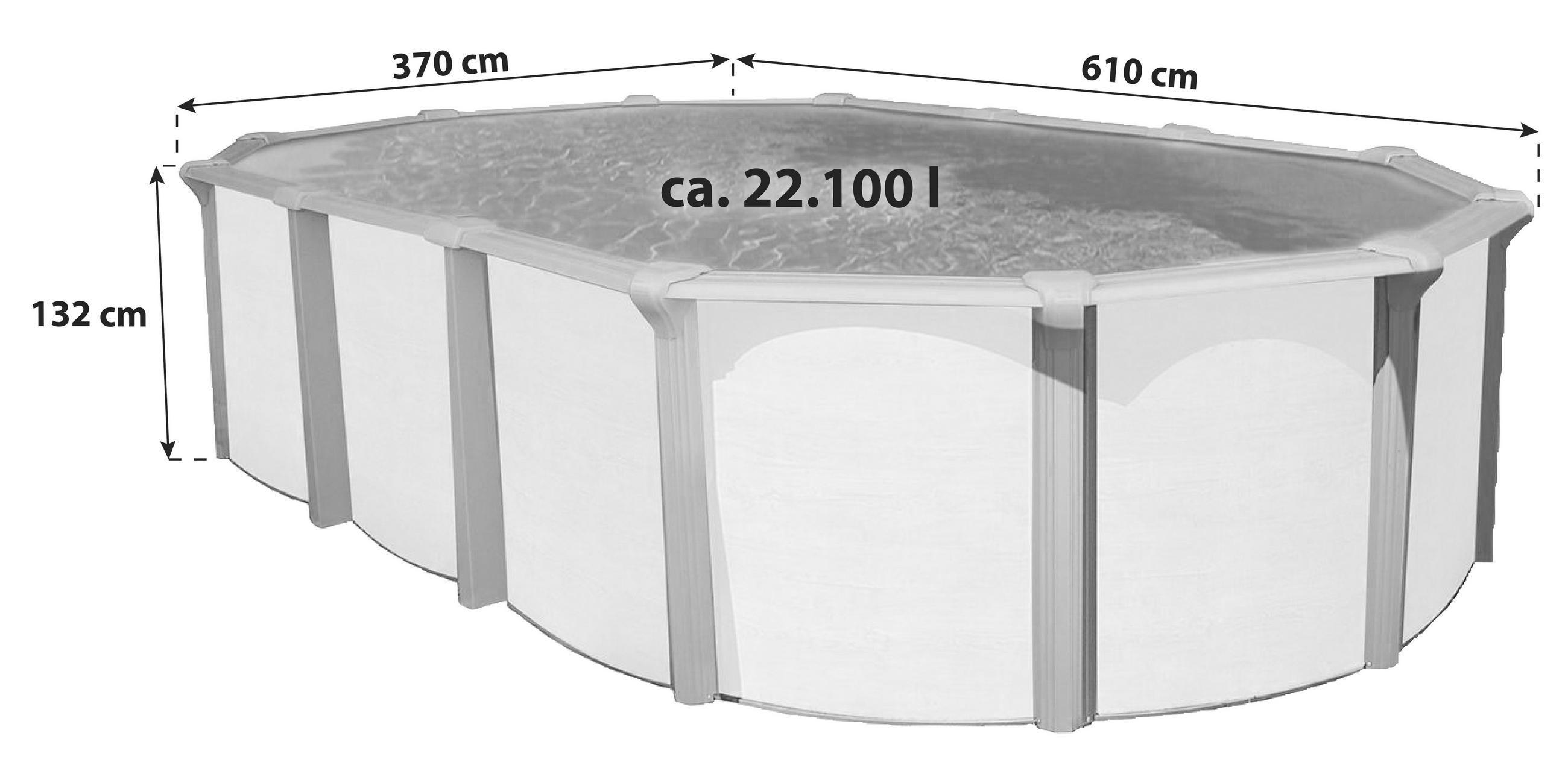 POOL STEELY DE LUXE SUPREME 610/370/132 cm  - Braun/Weiß, Basics, Kunststoff (610/370/132cm)