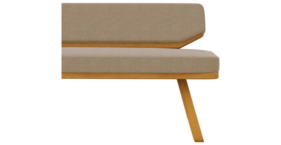 SITZBANK 190/80/52 cm Flachgewebe Eichefarben, Taupe Eiche massiv  - Taupe/Eichefarben, Basics, Holz/Textil (190/80/52cm) - Carryhome