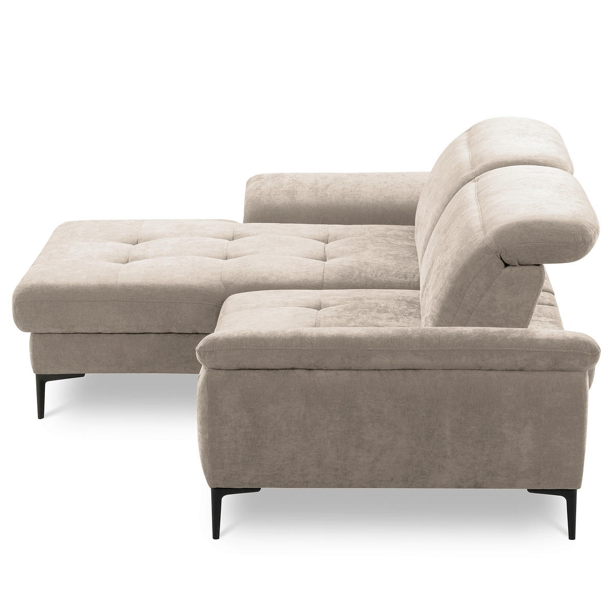 ECKSOFA  Webstoff Taupe  - Taupe/Schwarz, Design, Textil/Metall (195/268cm) - Livetastic