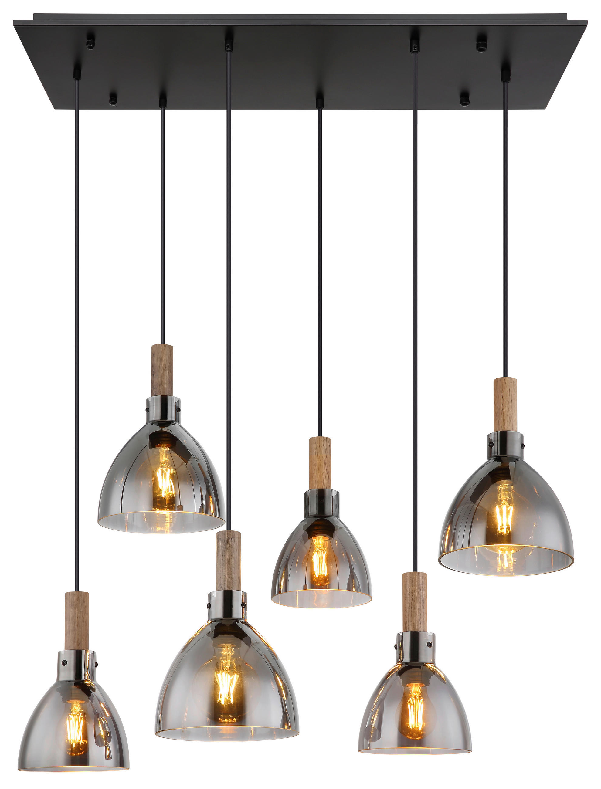 LAMPĂ SUSPENDATĂ 80/30/120 cm  - negru, Design, sticlă/metal (80/30/120cm) - Globo