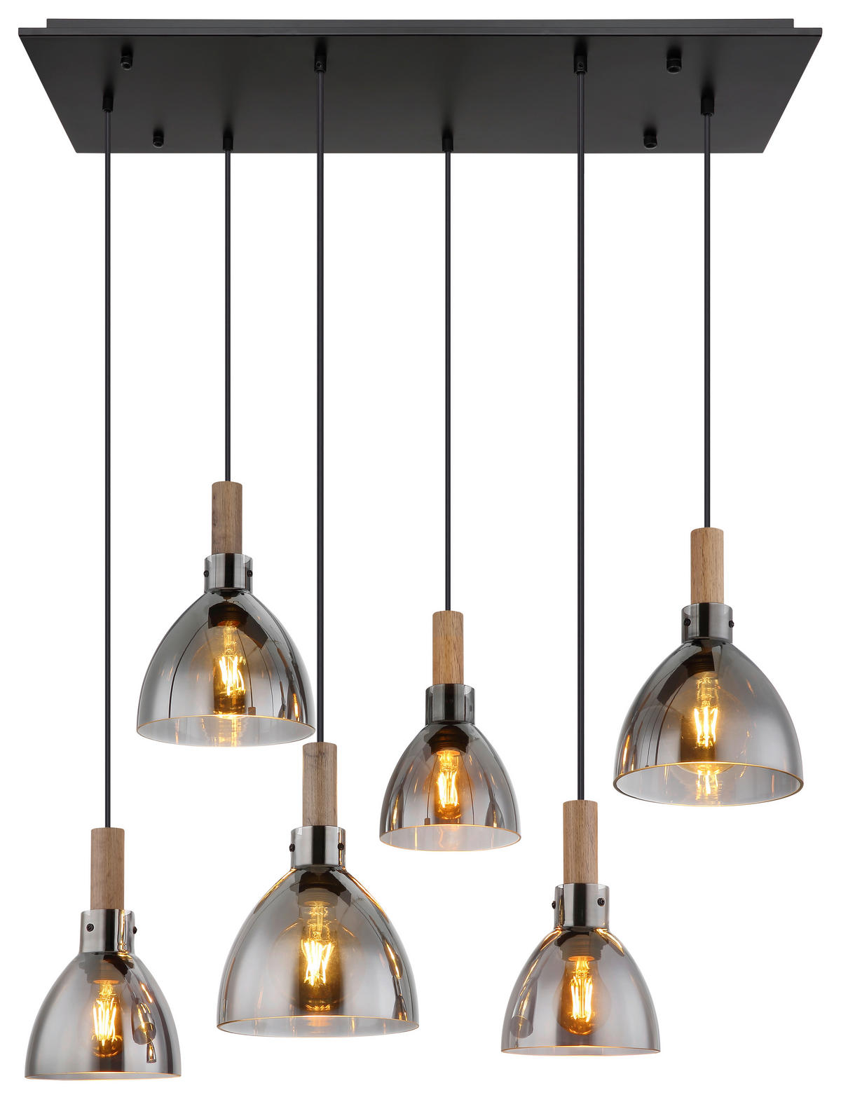 HÄNGLAMPA 80/30/120 cm  - svart, Design, metall/trämaterial (80/30/120cm) - Globo