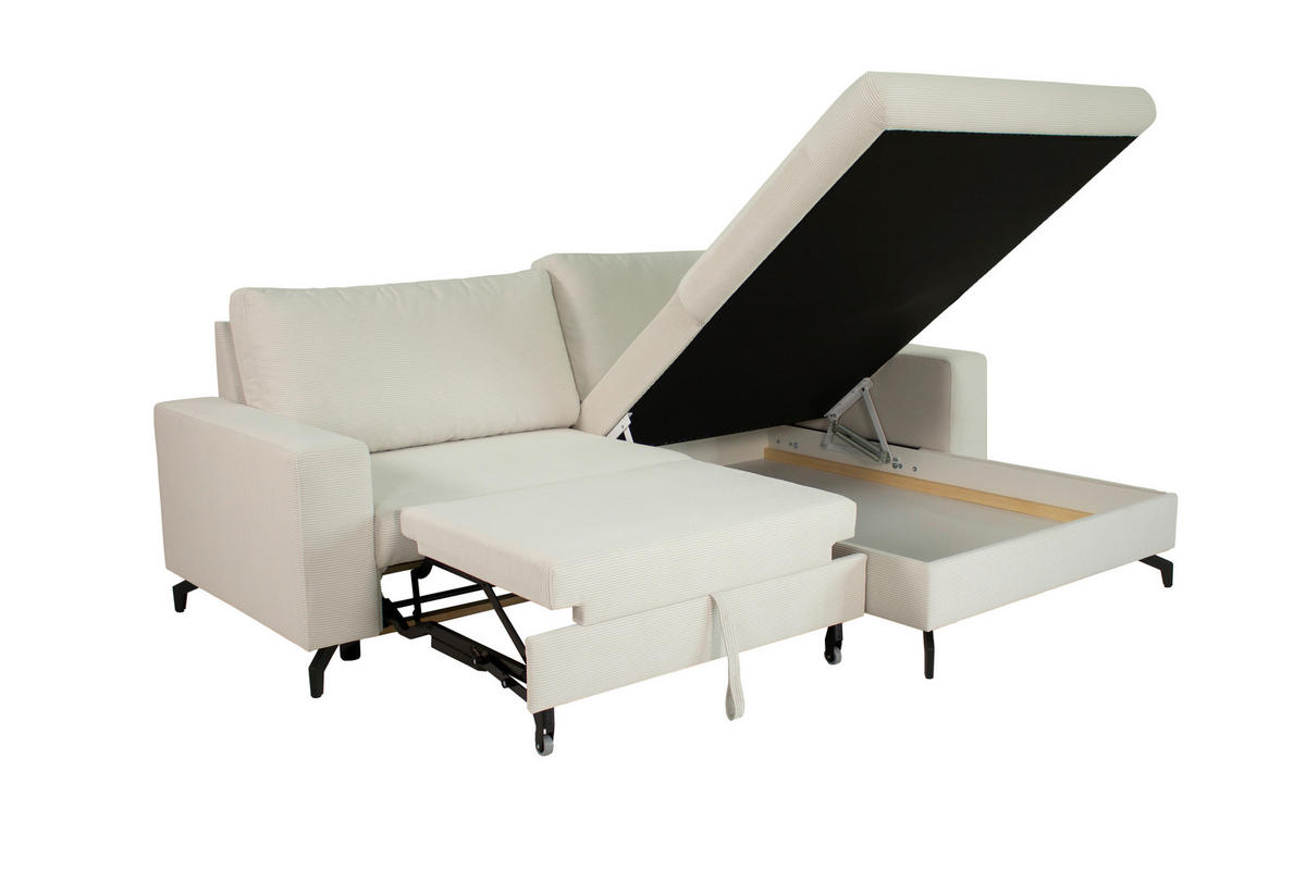 ECKSOFA CLARA Creme Rückenkissen, Bettkasten, Liegefläche im Originalstoff  - Creme, MODERN, Textil (240/177cm) - P & B