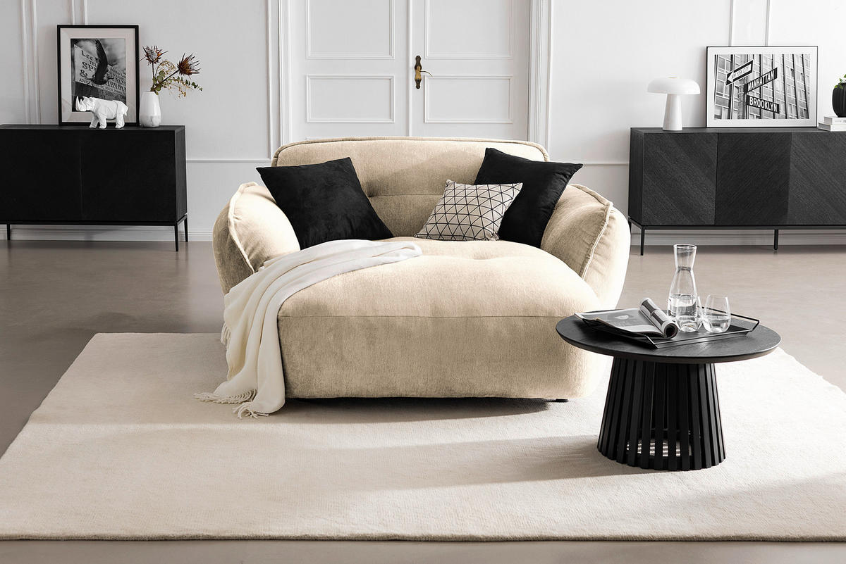 XXL-SESSEL in Chenille Creme  - Creme/Schwarz, Modern, Kunststoff/Textil (182/87/184cm) - Trendmanufaktur