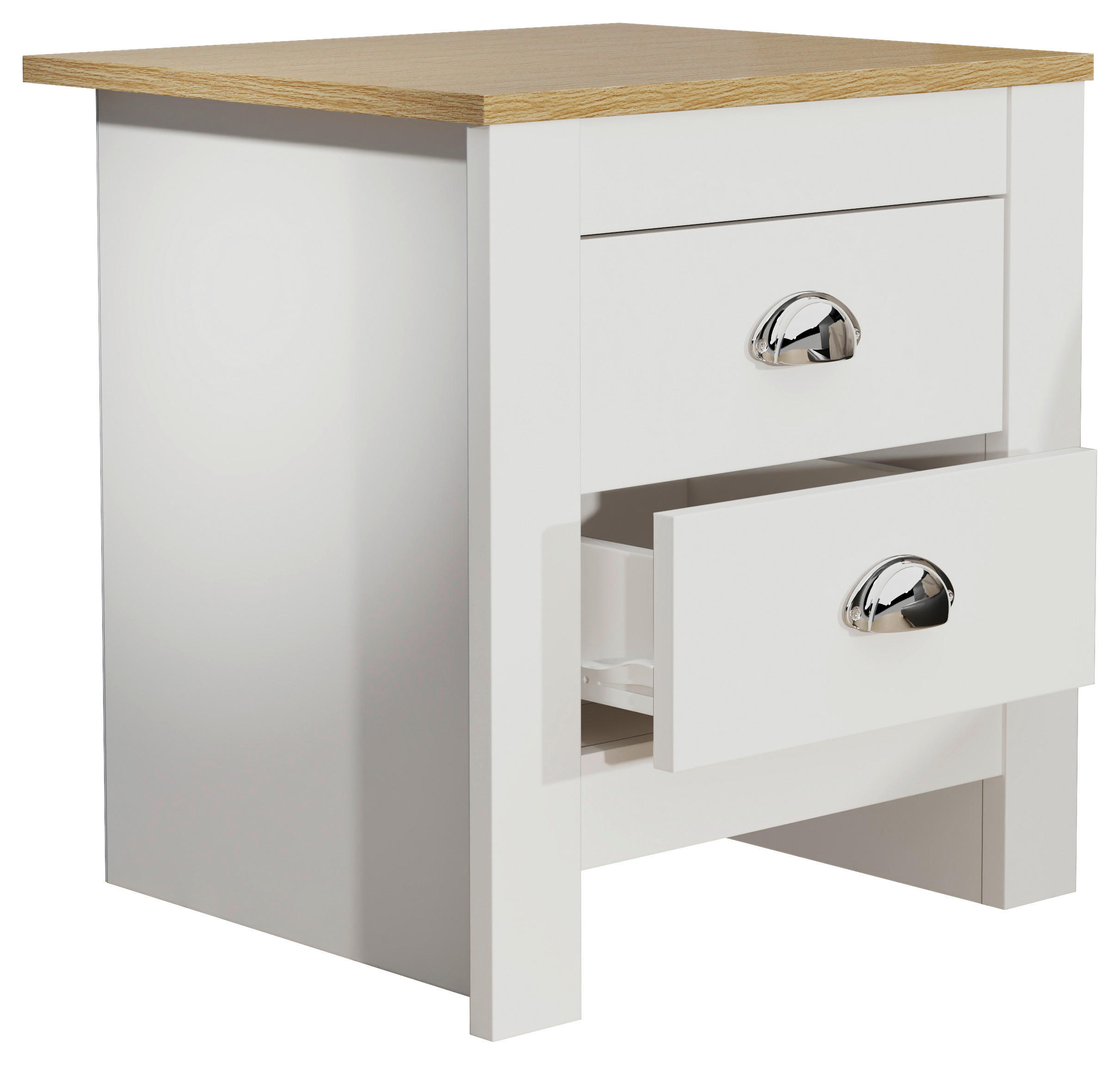 NACHTTISCH 45/48/39,5 cm  Weiss, Eichefarben  - Honigeiche/Weiss, Modern, Holzwerkstoff/Metall (45/48/39,5cm) - MID.YOU
