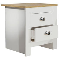 SÄNGBORD i vit, ekfärgad  - vit/honungsek, Modern, metall/trämaterial (45/48/39,5cm) - Livetastic