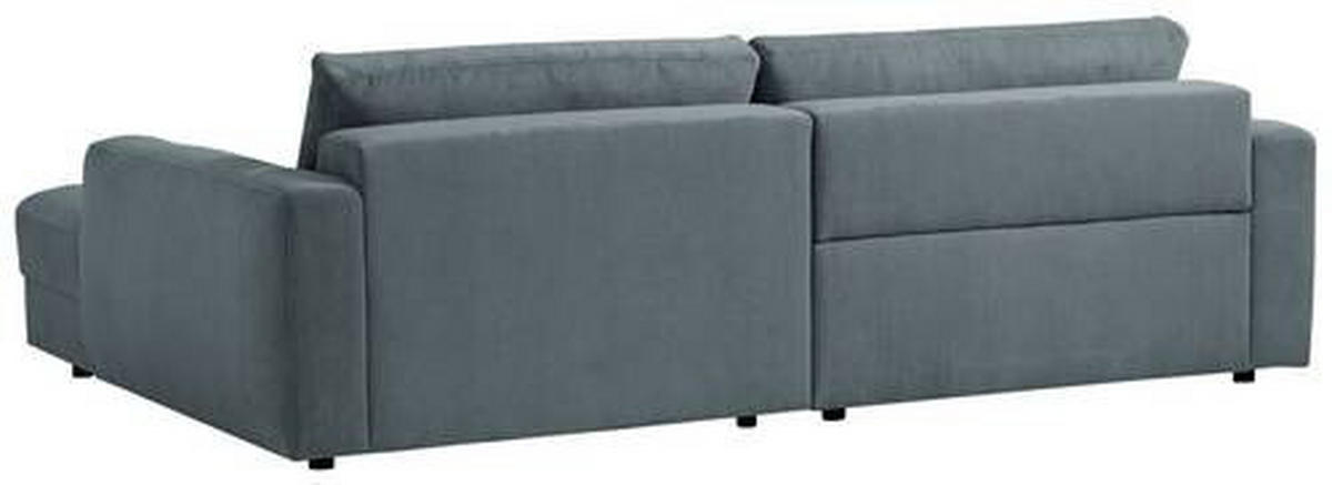 ECKSOFA in Cord Blaugrau  - Blaugrau/Schwarz, Modern, Textil (250/176cm) - Trendmanufaktur