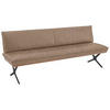SITZBANK 214/88/66 cm Echtleder Schwarz, Beige Nussbaum furniert Metall  - Beige/Schwarz, Design, Leder/Holz (214/88/66cm) - Koinor