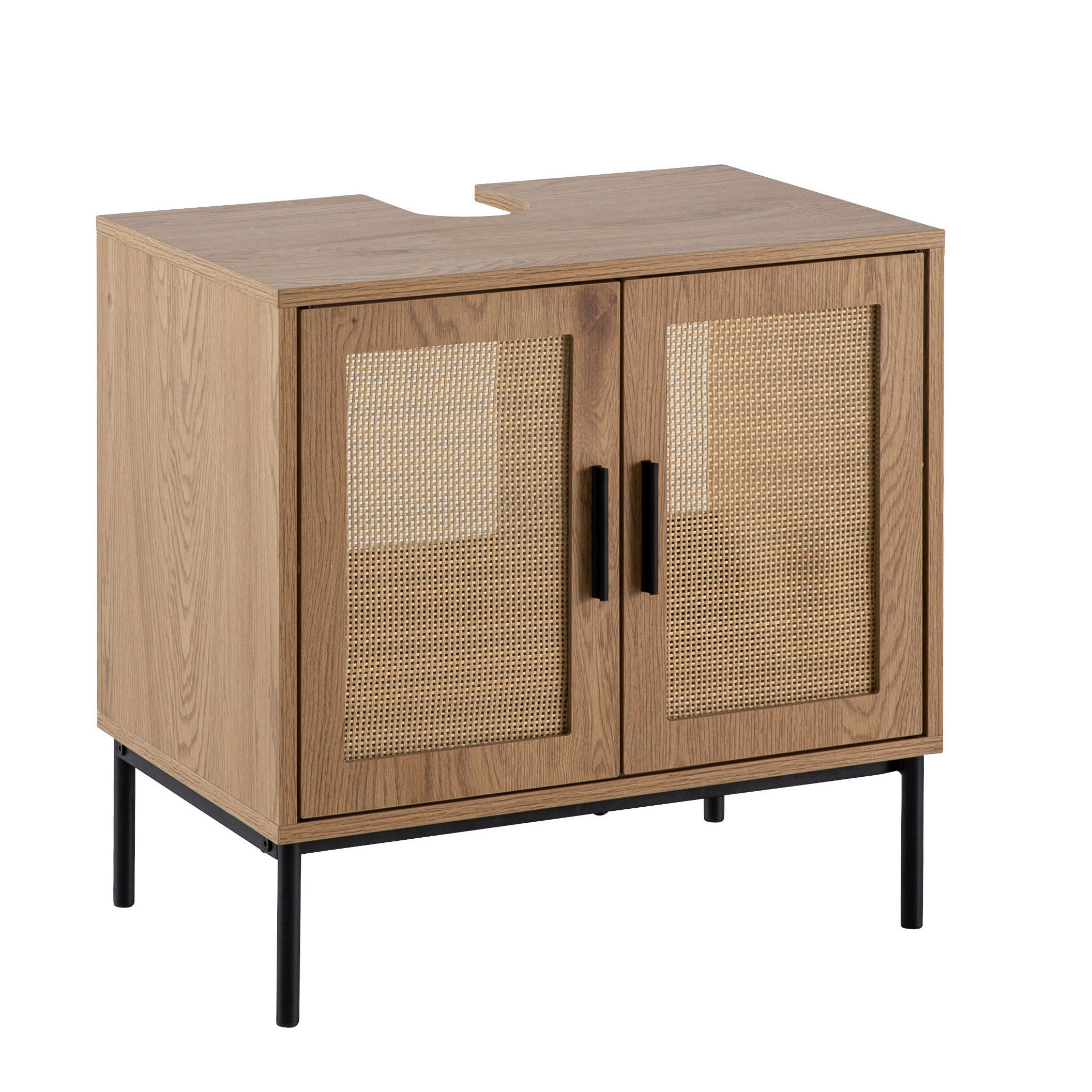 WASCHBECKENUNTERSCHRANK 60/60/40 cm  - Eichefarben/Schwarz, Design, Holzwerkstoff/Metall (60/60/40cm) - MID.YOU