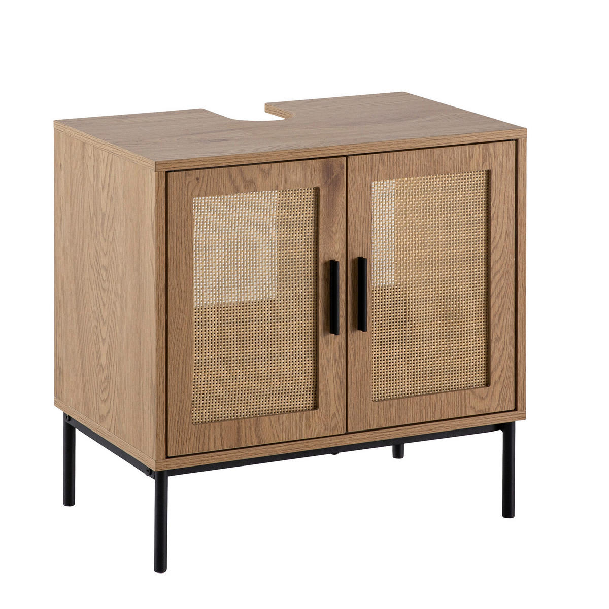 WASCHBECKENUNTERSCHRANK 60/60/40 cm  - Eichefarben/Schwarz, Design, Holzwerkstoff/Metall (60/60/40cm) - MID.YOU