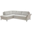 ECKSOFA Ecru Webstoff Schlaffunktion, Matratze  - Ecru/Schwarz, KONVENTIONELL, Textil/Metall (201/277cm) - Dieter Knoll