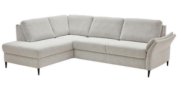 ECKSOFA Ecru Webstoff Schlaffunktion, Matratze  - Ecru/Schwarz, KONVENTIONELL, Textil/Metall (201/277cm) - Dieter Knoll