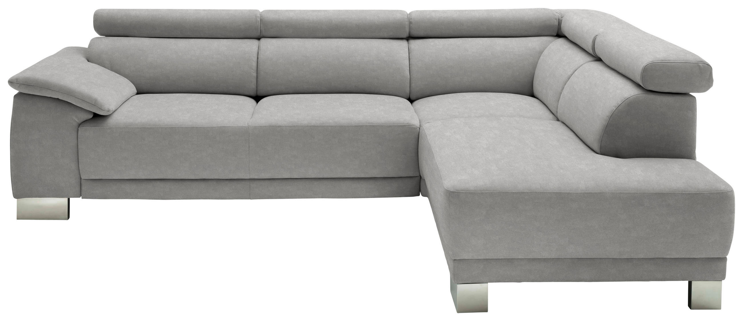 ECKSOFA in Mikrofaser Grau  - Chromfarben/Grau, Design, Holz/Textil (270/205cm) - Pure Home Lifestyle