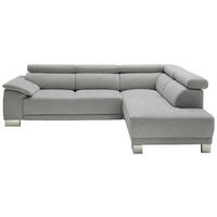 ECKSOFA in Mikrofaser Grau  - Chromfarben/Grau, Design, Holz/Textil (270/205cm) - Pure Home Lifestyle