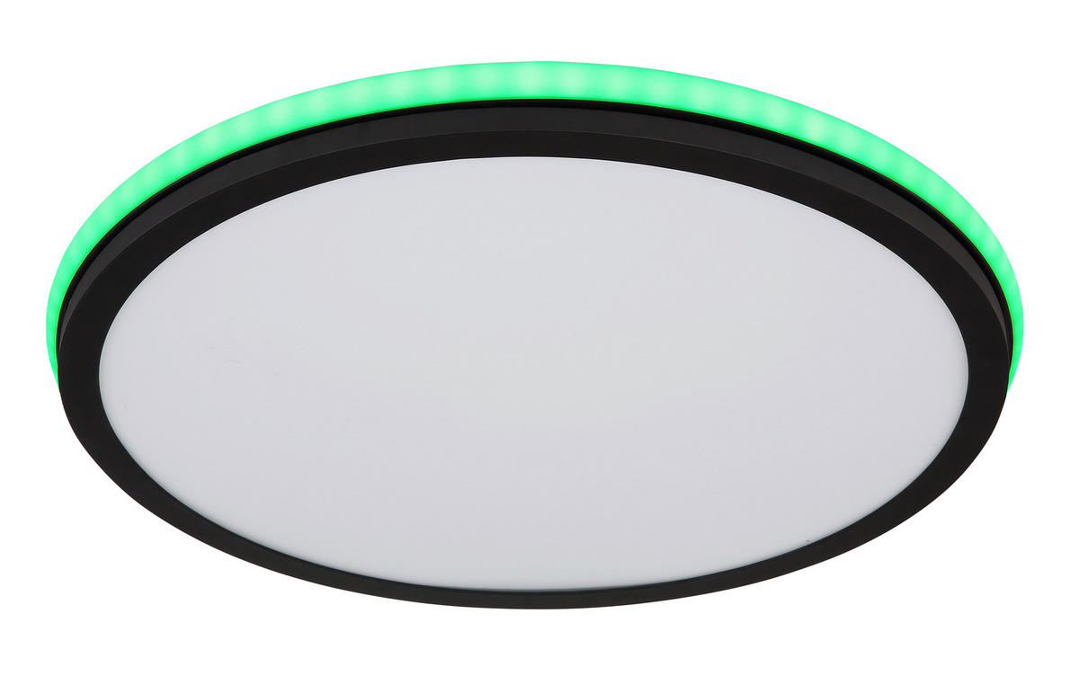 LED-DECKENLEUCHTE 45/7 cm   - Opal/Schwarz, Design, Kunststoff/Metall (45/7cm) - Globo