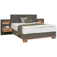 BOXSPRINGBETT 160/200 cm  in Eichefarben, Greige  - Greige/Eichefarben, Natur, Holz/Textil (160/200cm) - Valnatura